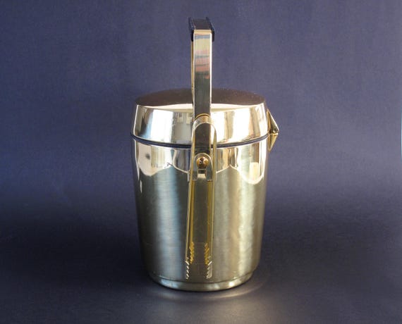 ALFI Isolierter Eiskübel 0,75 L mit Zange, Messing Eiskübel, West Germany