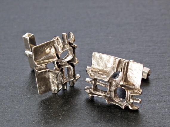 RELO Silver Brutalist Cufflinks - Brutalist 935 Si