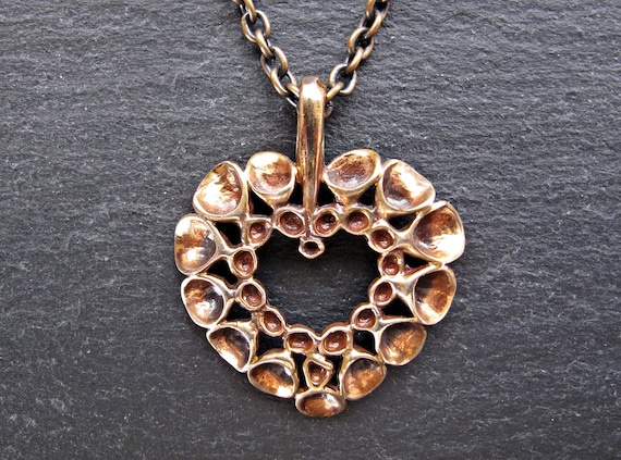 HANNU IKONEN Reindeer Moss Heart Shaped Pendant with Chain – Bronze Renmoosblüte Heart Pendant – Finnish Finland