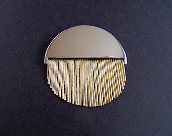 HANS HANSEN Silver Brooch Pendant - Danish Modernist Silver & Silver Gilt Brooch/Pendant Designed by Bent Gabrielsen for Hans Hansen Denmark
