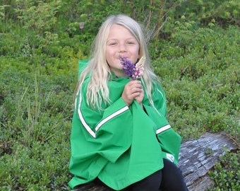 Green Rain Poncho for Kids