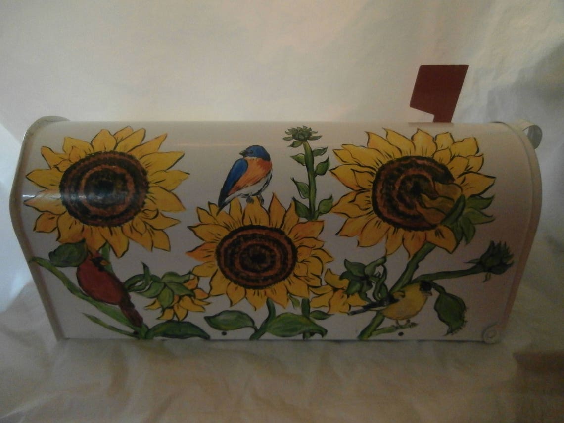 Hand Painted T3 Mailbox. Painted in Vibrant Sunflowers and Etsy