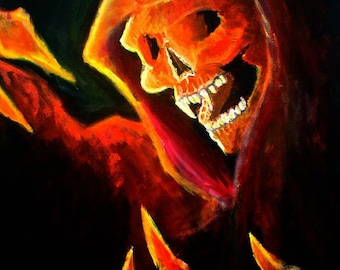 The End-Grim Reaper-death-art print-print-black-yellow-skull-sugar skull