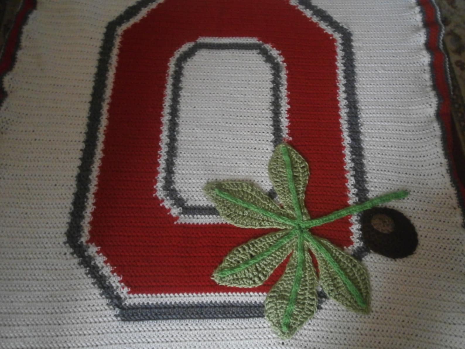 Hand Crocheted Ohio State Afghan. Approx. 55 by 47. Buckeye Etsy