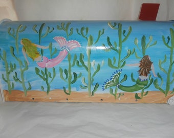 Hand Painted Mermaid Mailbox: UV Protected Standard Size