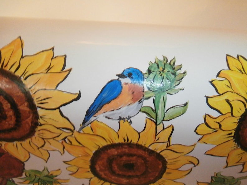 USA Hand painted standard size sunflower and birds mail box Sealed