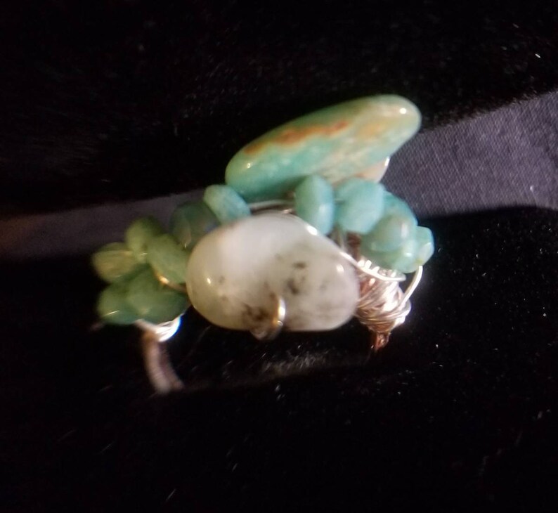 Peruvian Opal Nugget Size 7 Sterling and Rose Gold Wire Etsy