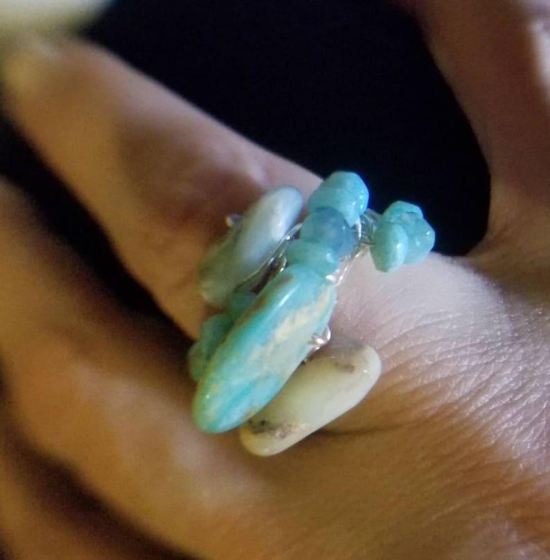 Peruvian Opal Nugget Size 7 Sterling and Rose Gold Wire Etsy