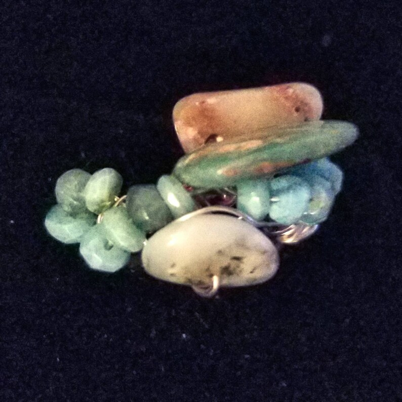 Peruvian Opal Nugget Size 7 Sterling and Rose Gold Wire Etsy