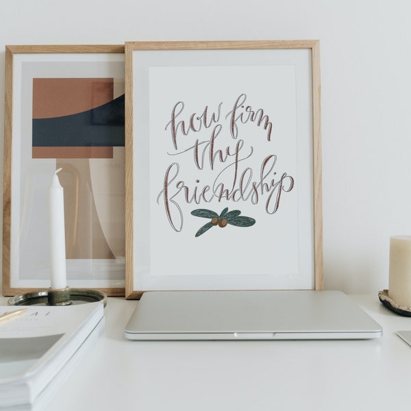 How Firm Thy Friendship Print | Minimalist Downloadable Print, Instant PDF Download, Home Decor, Sports Decor, Ohio State Buckeyes