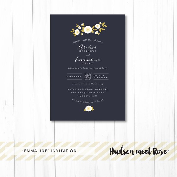 Printable The Emmaline Engagement Invitation Rustic Floral