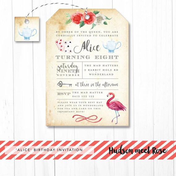 Printable - The 'Alice' in Wonderland Birthday Invitation | ONEderland | Mad Hatter | Tea Party | High Tea | Tea Bag Il_570xn
