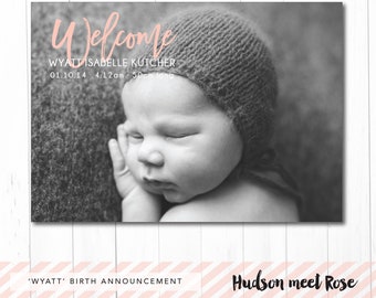 Printable - The 'Wyatt' Birth Announcement | Baby Thank You Card | Photo Card