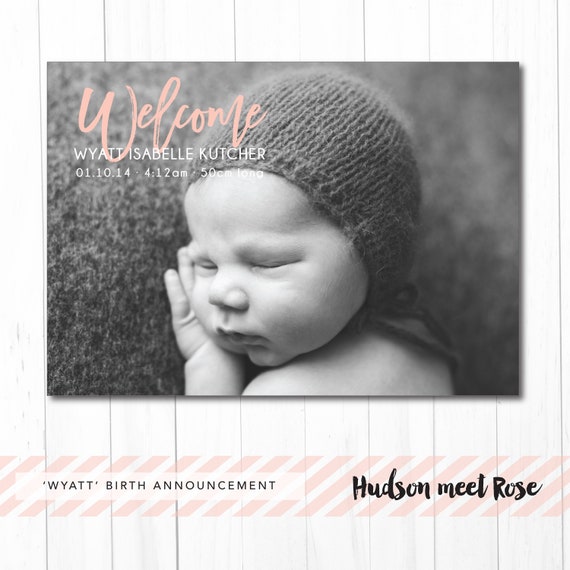 Printable - The 'Wyatt' Birth Announcement | Baby Thank You Card | Photo Card Il_570xn