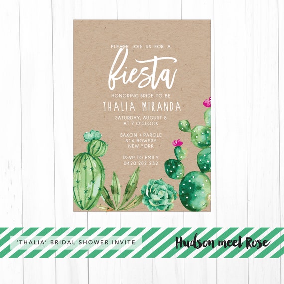 Printable - The 'Thalia' Watercolor Mexican Fiesta Bridal Shower | Hens | Bachelorette Invitation | Cactus | Boho | Desert Il_570xn