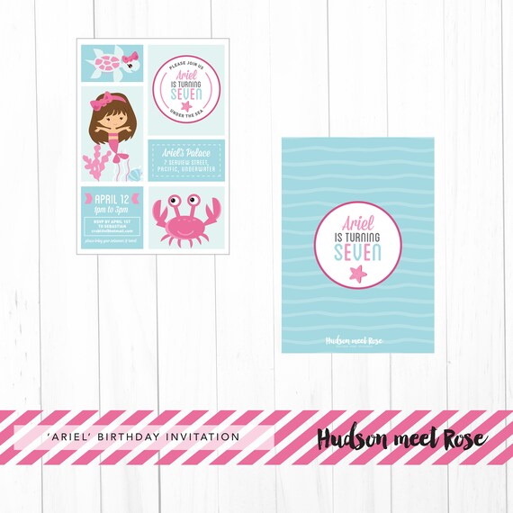 Printable - The 'Ariel' Mermaid Birthday Invitation | Baby Shower | Under the Sea | Little Mermaid Il_570xn
