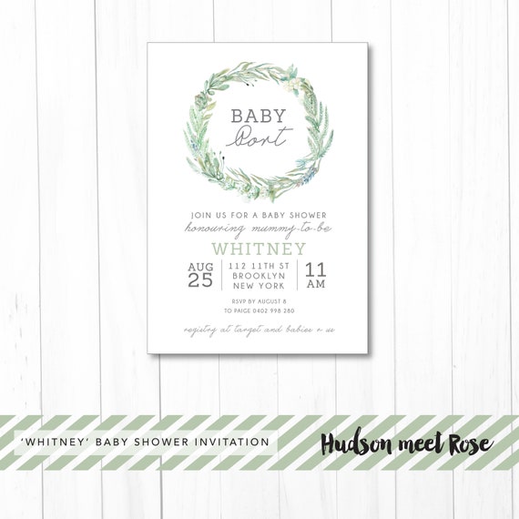 Printable The Whitney Baby Shower Invitation Gender Neutral Printable The Whitney Baby Shower Invitation Gender Neutral