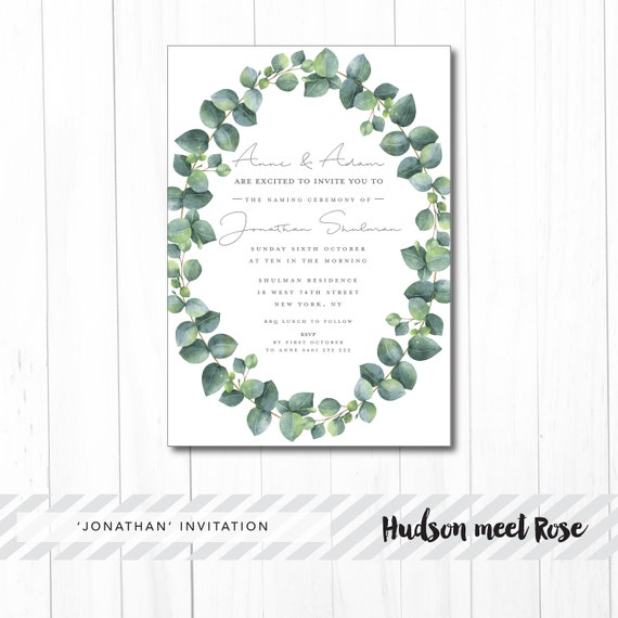 Printable - The 'Jonathan' Wreath Baptism | Christening | First Communion Invitation | Baby Naming Ceremony | Classic | Simple | Australian Il_570xn