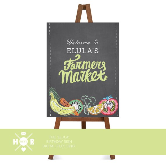 Printable - The 'Elula' Farmers Market Birthday Invitation | Strawberry | Farm | Welcome Sign | Party Decor | Party Sign Il_570xn
