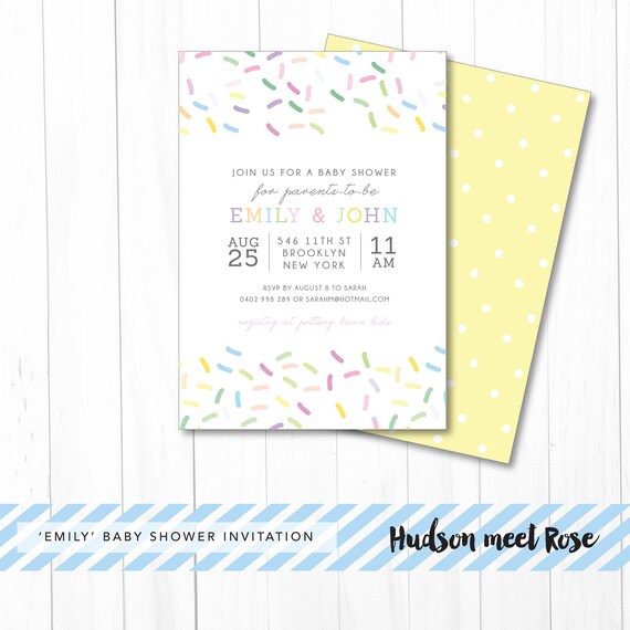 Printable - The 'Emily' Baby Shower Invitation | Gender Neutral | Joint Party | Sprinkled with Love | Baby Sprinkles | Confetti Il_570xn