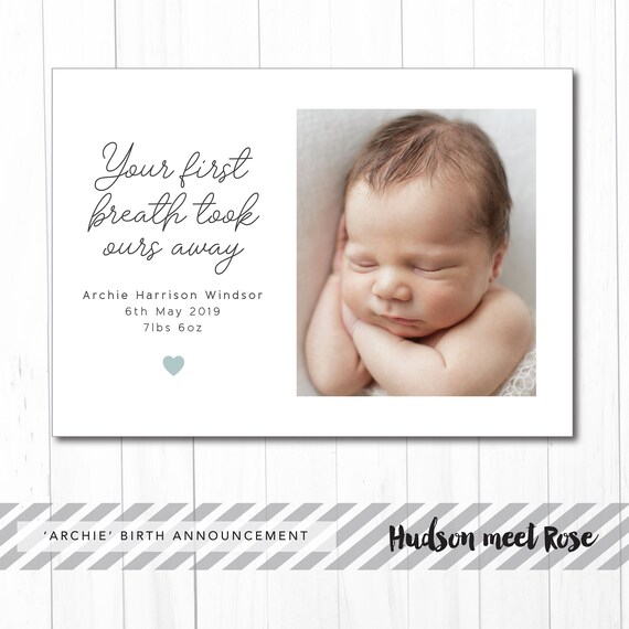 Download Announcements First Breath Birth Announcement Baby Birth Announcement Photo Baby Announcement Paper Party Supplies