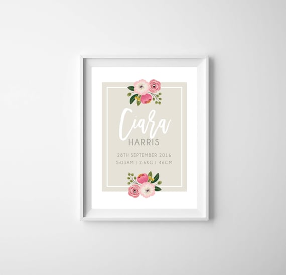 Printable - The 'Ciara' Name Poster | Floral | Gift | Nursery Art | Wall Art | Personalised Il_570xn