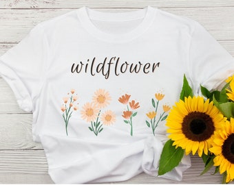 Wildflower shirt, flower tshirt, floral t-shirt, mother's day gift, summer shirt, boho t-shirt, gift for mom, minimalist shirt, graphic tee