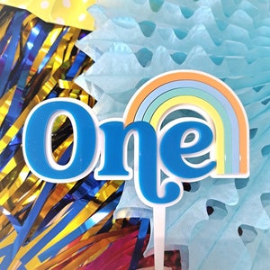 Number ONE - Rainbow Cake Topper