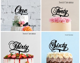 Number Cake Topper - birthday cake topper ,  Forty cake topper, Fifty cake topper, Fancy cake topper