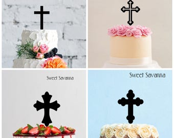 Cross Cake Topper  5" high - Made in Australia - Lots of different styles