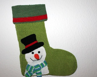 Chaussettes de Noël bonhomme de neige modèle au crochet version allemande