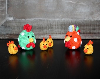 crazy chicken family crochet pattern