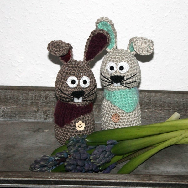 Easter bunnies in a double pack crochet pattern
