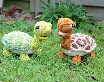 Crochet pattern turtle brown and green