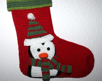 xmas stocking penguin crochet pattern english