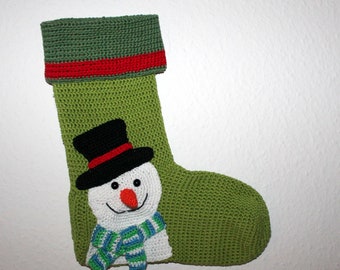 snowman xmas stocking crochet pattern