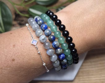 6mm Natural Gemstone Beaded Bracelet | Crystal Stretch Bracelet | Amethyst, Rose Quartz, Labradorite, Lapis, Amazonite & More