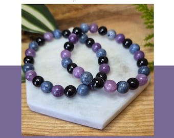 Calm, Protection & Balance | Blue Coral, Lepidolite and Tourmaline Bracelet – Healing Crystal Jewellery