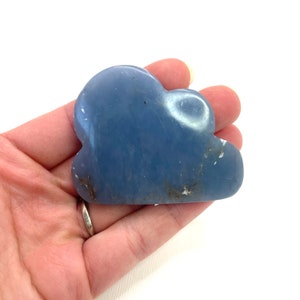 Angelite blue cloud shaped smooth palm stone pocket healing 50mm