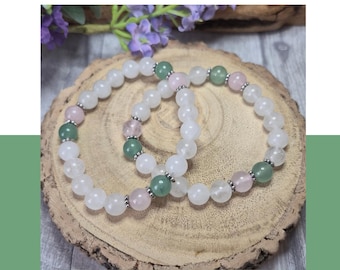 Love & Luck Bracelet – Clear Quartz, Rose Quartz and Aventurine | Manifestation Crystal Jewelry