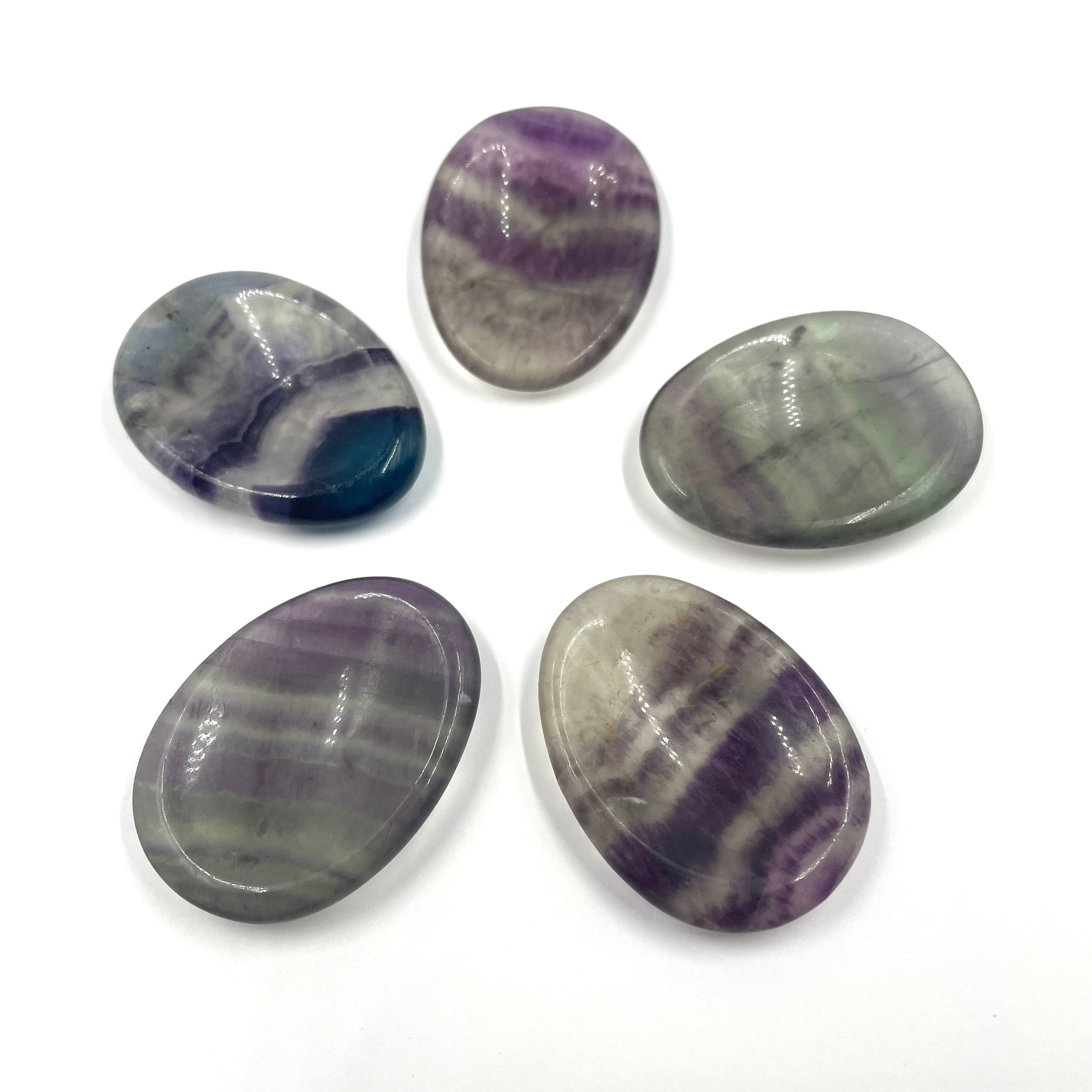 Fluorite Purple And Green Stripped Thumb Smooth Stone Worry Etsy
