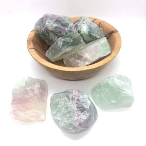 Fluorite pale natural raw purple and green rough rock stone