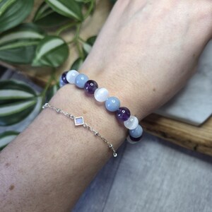 Ängelomfamningsarmband och tumlade stenar – Vägledande ljus – Angelit, Selenit och Ametist – Spirituella och helande smycken bild 5