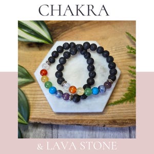 Chakra Lava Perlenarmband - 7 Chakra Kristall Armband mit Ätherischen Öl Diffuser Perlen