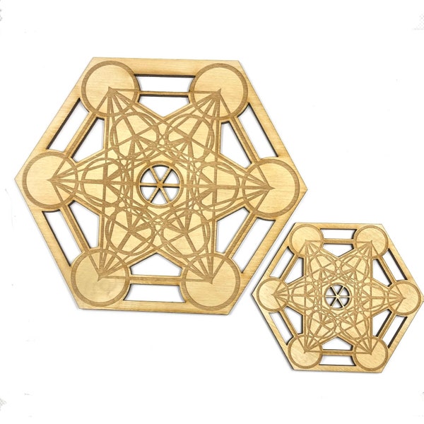 Metatrons Cube Wooden Healing Crystal Grid - 2 Sizes Available