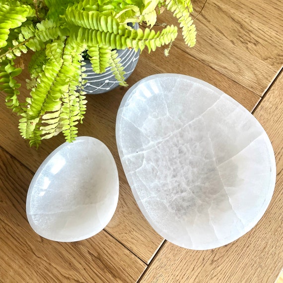 Extra Large Selenite Shaped Bowl Natural for Charging Crystals Etsy UK