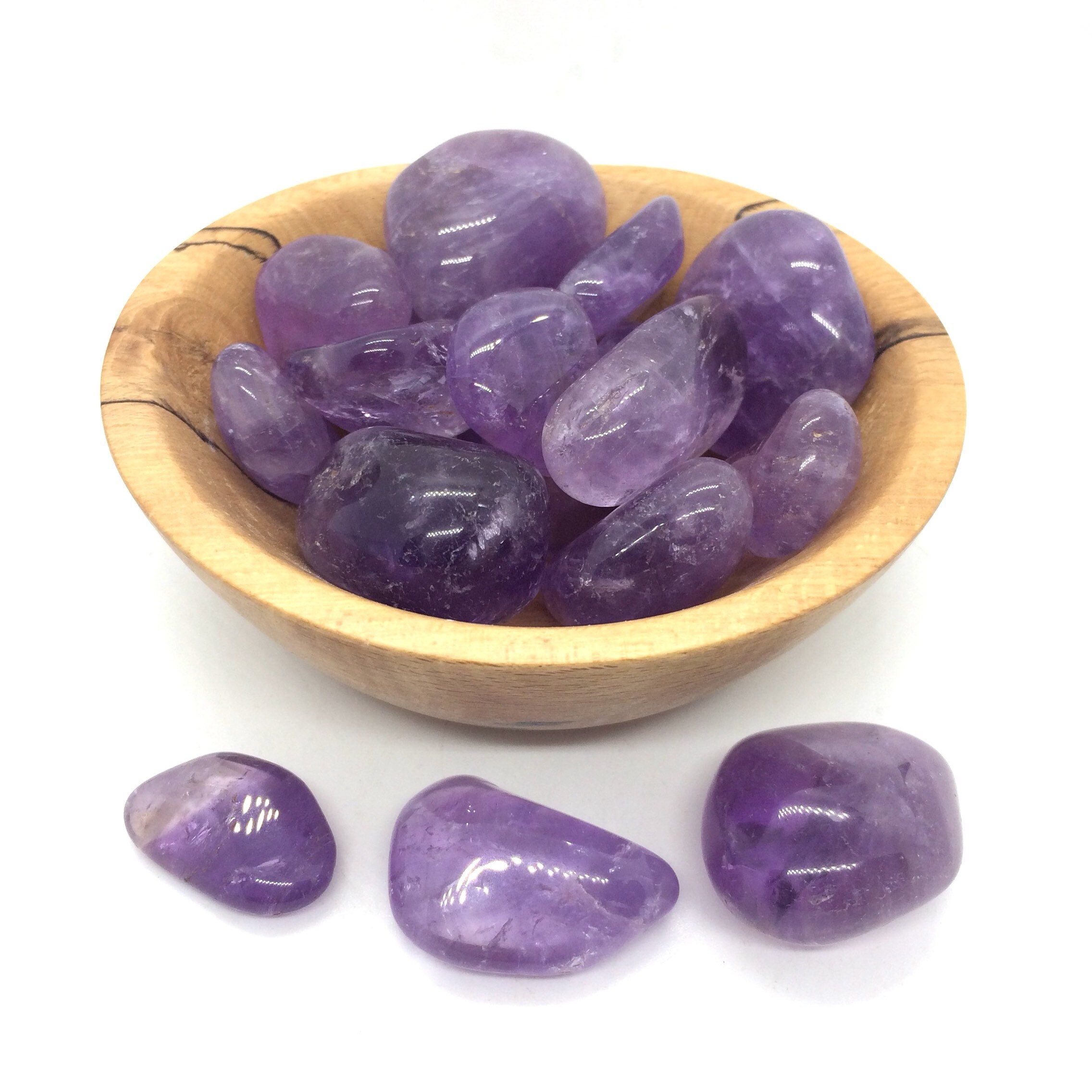 Amethyst purple tumbled stones medium positive 20-25-30mm pisces