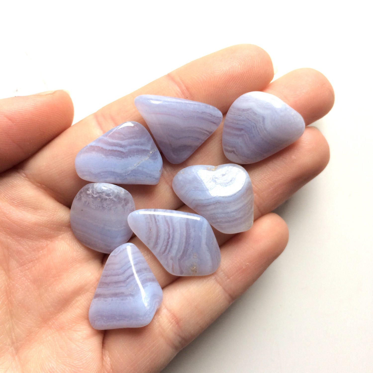 Blue lace agate Rare tumbled stones smooth stone 15-30mm