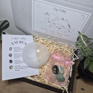 Zodiac Birthstone Gemstone Kit, Crystal Gift Set, Birthstone Bracelet with Tumbled Stones & Selenite Bowl, Astrology Self Care Kit. image 12