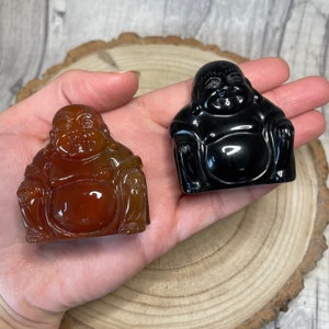 Gemstone Buddha Carving Medium Tiger eye- Rose Quartz- Mookaite- Sodalite- Opalite- Orange Calcite- Quartz- Fluorite- Goldstone